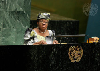 Ngozi Okonjo-Iweala, Managing Director of the World Bank and former Minister for Foreign Affairs and Minister of Finance of Nigeria, addresses a United Nations Conference on the World Financial and Economic Crisis and its Impact on Development.
